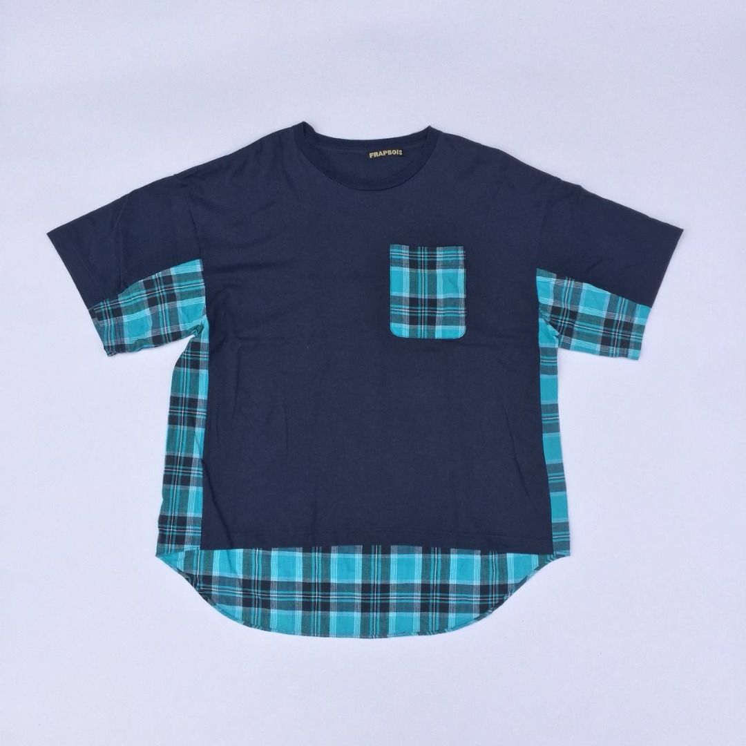 FRAPBOIS Madras T Oversized Patchwork Inspo T shirt (Category: Tshirts & Polo Shirts ) located in Pagsanjan. Submitted by ovothrift (Listing ID 1458162167, Image 1). Description: length - 24.5 to 29 (because of the plaid back part) width - 22 unisex top no issue authentic very good condition FRAPBOIS was established in Tokyo in 2001 by designer Eri Utsugi, which is prominent Japanese avant-garde fashion designer celebrated for her whimsical, scul