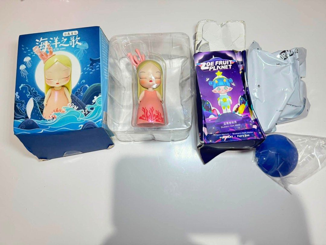 FREE SHIPPING TAKE ALL POP MART FIGURES (Category: Designer & Blind Box Toys) located in Taguig. Submitted by mischabella1 (Listing ID 1458245059, Image 1). Description: Both Pop Mart Brandnew and sealed, super dented boxes TAKE ALL FOR P249, free J&T shipping SRP is P600 for the figure on the right, higher yung princess but I forgot na the SRP NOTE: Seller is not responsible for manufacturing defects for sealed foil, pouch and box.