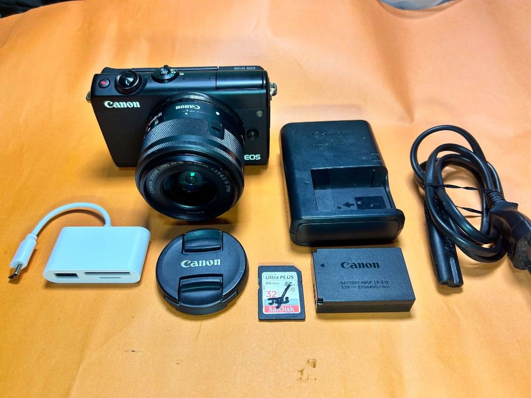 FS Canon EOS M100 Complete Set (Category: Cameras) located in Cebu City. Submitted by johnearl15 (Listing ID 1458112005, Image 1). Description: 📸 FS Canon EOS M100 Take all for 22,000 ✅ With Canon EF-M 15-45mm IS STM Lens ✅ Original Canon Battery (LP-E12) ✅ Original Canon Charger ✅ 32GB SanDisk SD Card ✅ Type-C Card Reader ✅ Camera Bag ✅ Lens Cap **Condition:** ✔ All buttons and functions working ✔ No history of repair ✔ Screen has a small scrat