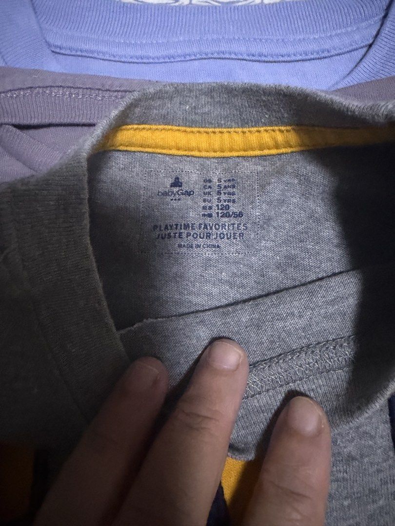 GAP and CK Bundle (Category: Babies & Kids Fashion) located in Pasig City. Submitted by fancytracy (Listing ID 1458159056, Image 2). Description: Bundle of 3 Shirts Gap, Gap, CK Armpit to armpit 13.5 inches.