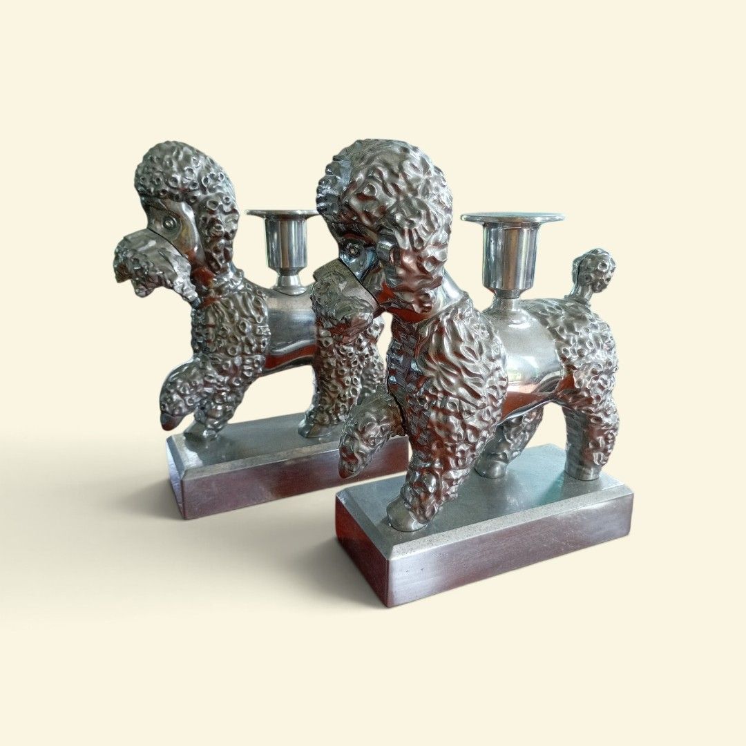 IKEA Poodle Candlestick Holders Bookends Set (Category: Other Home Decor) located in Makati City. Submitted by meowmyella (Listing ID 1458112479, Image 2). Description: IKEA Poodle Candlestick Holders Bookends Set Föremål 2018 Artist PER B SUNDBERG This listing is for a set of 2 IKEA Foremal Aluminum Poodle Dog Candlesticks. This set was designed by Per B Sundberg, one of Sweden's most acclaimed artists. These candlesticks were released as a limi