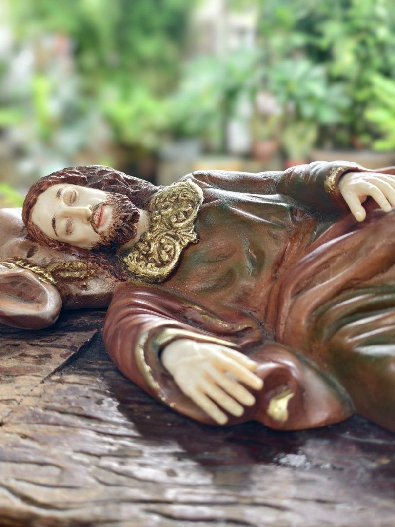 Ivory Sleeping St. Joseph (Category: Religious Items) located in Manila. Submitted by artsandantiques (Listing ID 1458234090, Image 3). Description: - Beautiful figurine of St. Joseph sleeping. - Detailed craftsmanship with rich colors and gold accents. - Adds a peaceful and spiritual element to any space. - Great for home altars or as a thoughtful gift. - Measures approximately 6 x 15 inches 120k only.