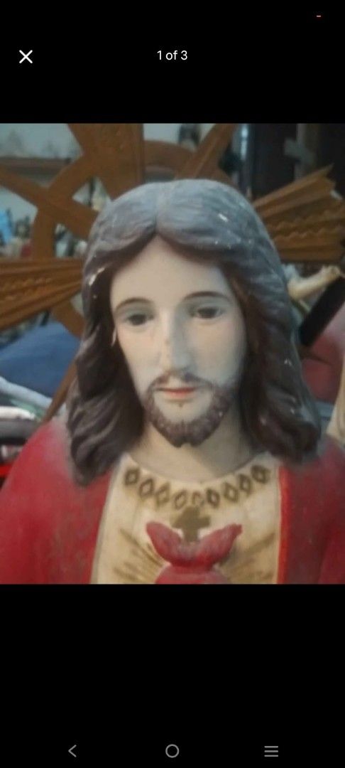 Jesus and Mary Religious Statues Set (Category: Religious Items) located in Paranaque City. Submitted by allainboym12174 (Listing ID 1458146166, Image 1). Description: for sale old Santo 38 inches height wood location east Fairview subdivision contact details 09277963039 40K nego upon viewing.