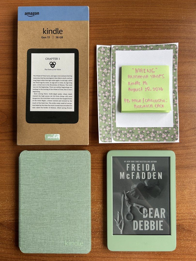 Kindle Basic 2024 Matcha (Category: Religion Books) located in Santa Rosa. Submitted by bookishcase (Listing ID 1458127708, Image 1). Description: #forsale Unit: KINDLE BASIC 2024 (11th Generation - latest generation) 16gb (matcha) Price: 7,500 only Inclusions: - box - manual - charging cable - original amazon flip case (matcha ang pretty nito! 🥰) - brandnew skin (front & back) - flip case - 2 brandnew skins - tempered glass installed Ads : with