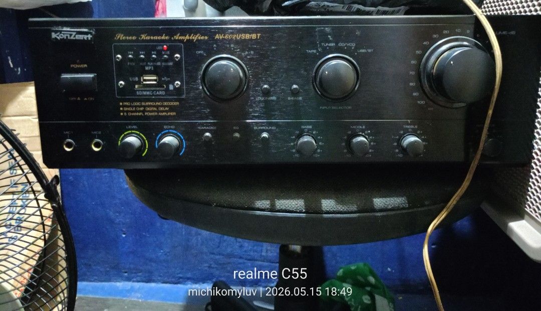 Konzert Stereo Karaoke Amplifier AV-502USB/BT (Category: Soundbars, Speakers & Amplifiers) located in Manila. Submitted by jen.marasigan (Listing ID 1458158251, Image 2). Description: - Konzert Stereo Karaoke Amplifier (Model AV-502USB/BT) - USB and Bluetooth Connectivity - Multiple Input Selectors - Controls: Level, Echo, Karaoke, Surround, Bass, Middle, Treble - SD Card and MP3 Playback Options - Ideal for Home Karaoke Setups.