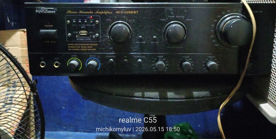 Konzert Stereo Karaoke Amplifier AV-502USB/BT (Category: Soundbars, Speakers & Amplifiers) located in Manila. Submitted by jen.marasigan (Listing ID 1458158251, Image 1). Description: - Konzert Stereo Karaoke Amplifier (Model AV-502USB/BT) - USB and Bluetooth Connectivity - Multiple Input Selectors - Controls: Level, Echo, Karaoke, Surround, Bass, Middle, Treble - SD Card and MP3 Playback Options - Ideal for Home Karaoke Setups.