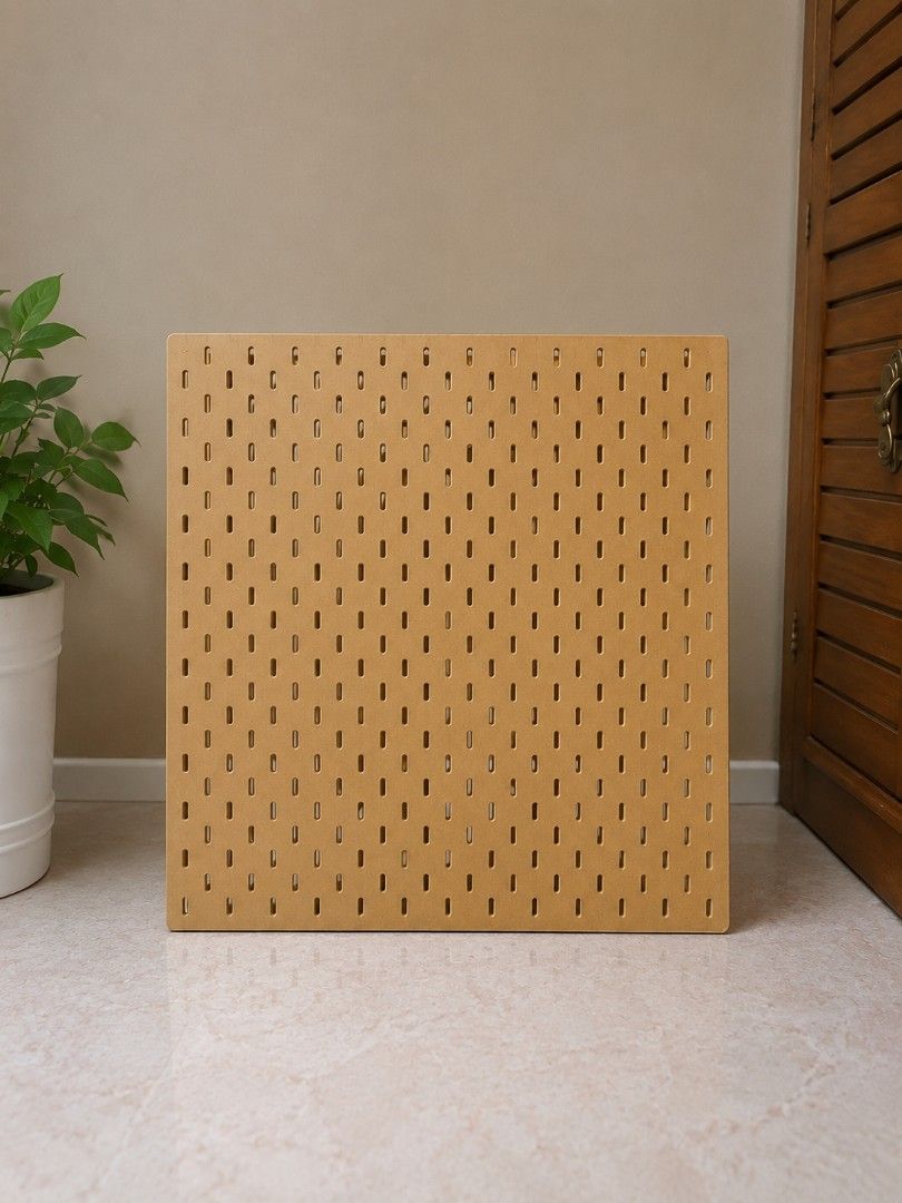 Large wooden pegboard/organizer board (Category: Wall Decor) located in Manila. Submitted by makstake (Listing ID 1458181314, Image 1). Description: For sale: Large wooden pegboard/organizer board. Good for organizing accessories, tools, room decor, or workspace. 📌 Good condition 📌 Large size 📌 Pegboard only, walang kasamang hooks/accessories.