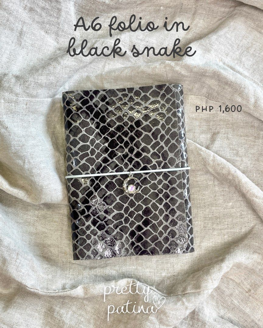 Leather journal folio (Category: Stationery & School Supplies) located in Muntinlupa City. Submitted by prettypatina.ph (Listing ID 1458171216, Image 1). Description: You may order this via dm or through Carousell (4.9 rating, link in bio) if you’d like to see some credibility before purchasing. Payments via InstaPay QR: BPI, GCash, Maya Shipping via J&T.