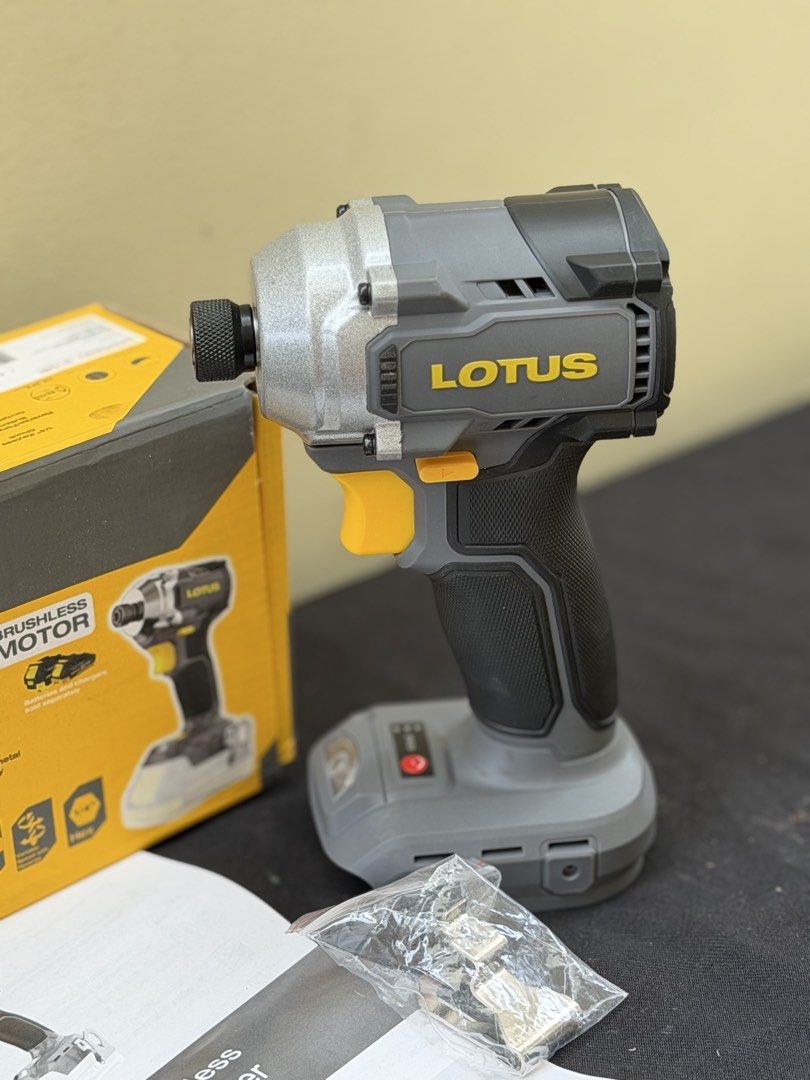 Lotus cordless impact drill (bare tool) (Category: Home Improvement Tools & Accessories) located in Las Pinas. Submitted by charliebrownie0109 (Listing ID 1458131816, Image 2). Description: Lotus CXDR20V-310BL 20V max brushless impact driver SRP: 2,700 Selling price: 2,200 ✅ Inclusions - original box - manual - clip ✅ Brand new ✅ Di nagamit ❌ no batteries included RFS - extra impact driver Location 📍 Pamplona tres, Las Piñas .