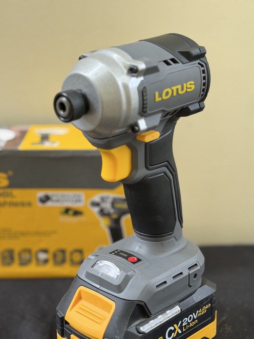 Lotus cordless impact drill (bare tool) (Category: Home Improvement Tools & Accessories) located in Las Pinas. Submitted by charliebrownie0109 (Listing ID 1458131816, Image 3). Description: Lotus CXDR20V-310BL 20V max brushless impact driver SRP: 2,700 Selling price: 2,200 ✅ Inclusions - original box - manual - clip ✅ Brand new ✅ Di nagamit ❌ no batteries included RFS - extra impact driver Location 📍 Pamplona tres, Las Piñas .