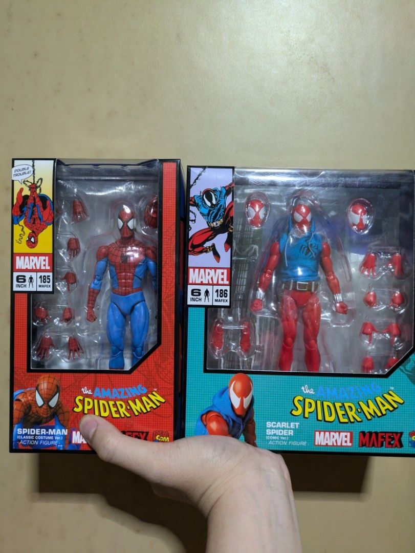 Mafex Scarlet Spider-Man Ben Reilly (Category: Figurines & Statues) located in Manila. Submitted by shelfinvaders (Listing ID 1458149365, Image 1). Description: Scarlet Spider-Man only Brand new, sealed.