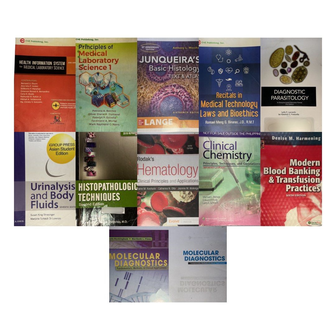 Medtech Books (Category: Textbooks) located in Roxas City. Submitted by barbiehues (Listing ID 1458106203, Image 3). Description: Hello, future RMTs! 💗 I’m selling my Medical Technology/MLS books since I won’t be needing them anymore. These are the reference books that helped me strengthen my foundation/basics for each subj. Hopefully, these same books can be part of your journey toward becoming a RMT! 🩸🔬🤍 🫶🏻 𝗥𝗙𝗦: Passed the board exam �