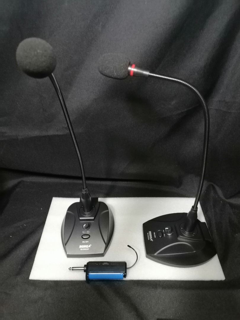 Meeting podium wireless microphone (Category: Microphones) located in Quezon City. Submitted by newwhale.f1c027 (Listing ID 1458215869, Image 1). Description: P1600 2unit wireless desktop microphone podium mic Brandnew pick up Lagro fairview Q.C. or via delivery lalamove rider po. Delivery fee sagot po ni buyer... Fb page BSA online store call 092zero8114159 .