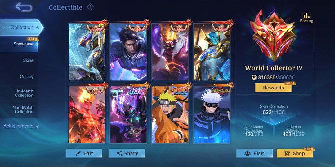 MLBB Account - World Collector (Category: Others) located in Mandaluyong City. Submitted by kendru_03 (Listing ID 1458225820, Image 1). Description: MLBB account - World collector. PM for more details. Skins owned: Legend = 5 Grand = 26 Exquisite = 49 Deluxe = 84 Exceptional = 172 Common = 235 Exceptional Painted Skin = 33 Common Painted Skin = 16 All heroes owned. .