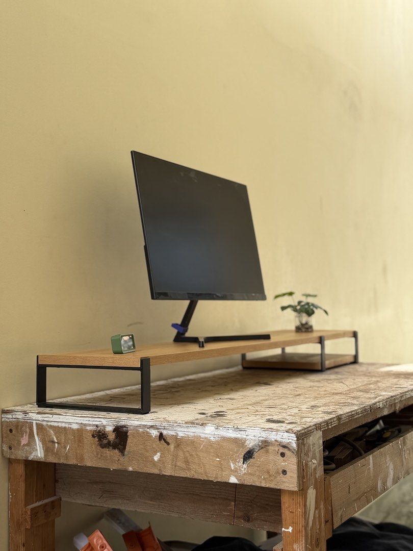 Monitor risers / Desk shelves (Long) (Category: Office Furniture & Fixtures) located in Las Pinas. Submitted by charliebrownie0109 (Listing ID 1458138760, Image 2). Description: Monitor risers / Desk shelves ✅ ✨FULL - Php 1800 1155mm x 250mm x 100mm **More or less 45.5inches in length **Under shelf: 300mm x 250mm With under shelf - 1pc left With drawers- 1pc left 💯 MATERIALS USED: - Melamine Marine Plywood - Solid Steel (legs) - Non-slip Rubber 