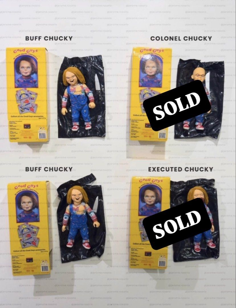 NECA Chucky Blind Box - Series One (Open Box) (Category: Figurines & Statues) located in Mandaluyong City. Submitted by midknight.vault (Listing ID 1457088504, Image 2). Description: NECA Chucky Series 1 Figures (Open Box / unwrapped - Complete). Selling my extra duplicate figures. They are brand new/unused, only unwrapped to check which variant was inside. 1,100 Php per Figure Buff Chucky (Complete with accessory and box) Buff Chucky (Complete w