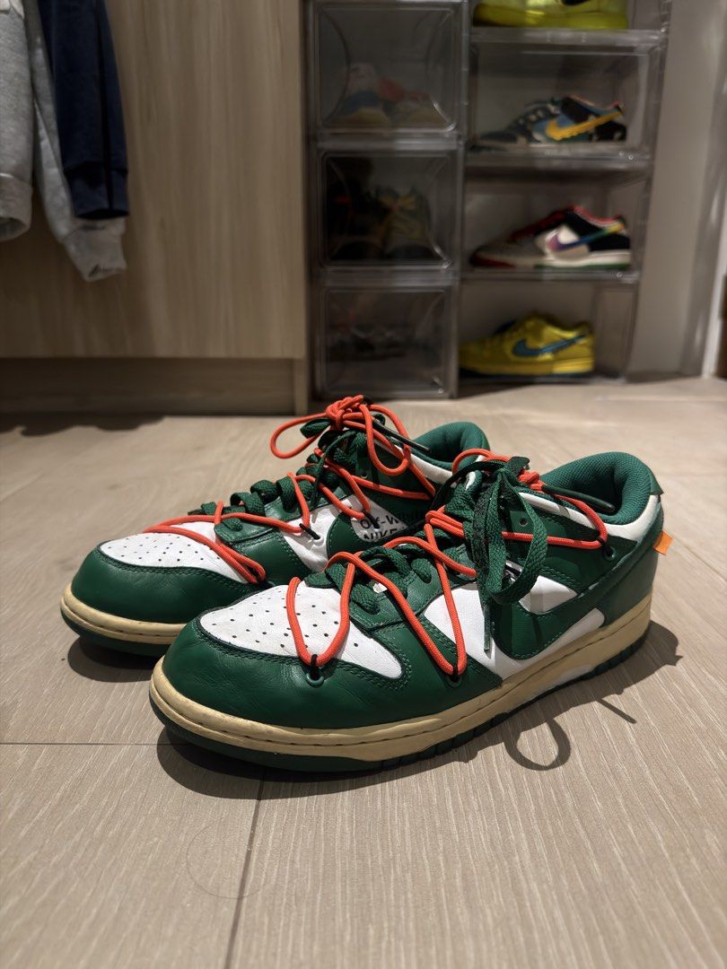 Off-White x Nike Dunk Low “Pine Green” Sneakers (NO BOX, 100% AUTHENTIC, WORN) (Category: Sneakers) located in Manila. Submitted by goldenocean.c0d53f (Listing ID 1458170347, Image 2). Description: .
