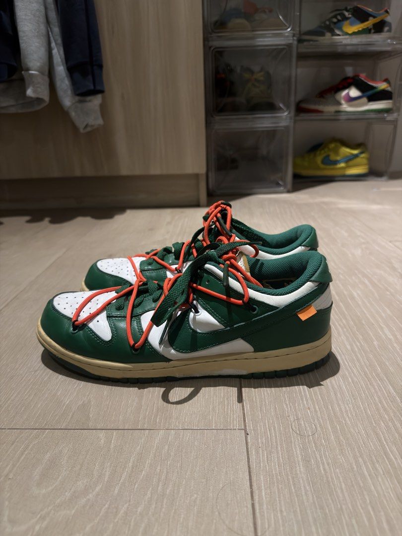Off-White x Nike Dunk Low “Pine Green” Sneakers (NO BOX, 100% AUTHENTIC, WORN) (Category: Sneakers) located in Manila. Submitted by goldenocean.c0d53f (Listing ID 1458170347, Image 1). Description: .