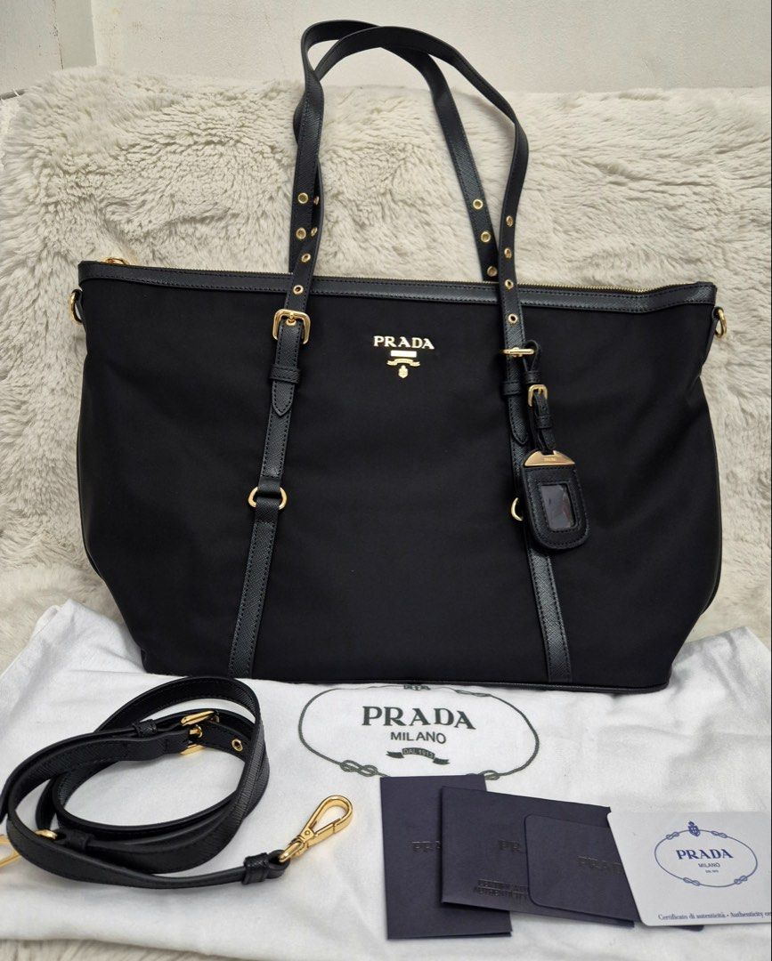Onhand! Prada Large Two Way Tessuto Bag (Category: Luxury Bags & Wallets) located in Manila. Submitted by mrsmdxbseller (Listing ID 1458105659, Image 1). Description: Authentic Brand New Comes complete Message me for additional photos Price slightly negotiable.