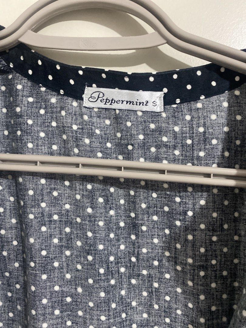 Peppermint Polka Dot Dress Size S (Category: Dresses) located in Manila. Submitted by nullahstore (Listing ID 1458168721, Image 2). Description: - Brand: Peppermint - Design: Black and white polka dots - Sleeves: Short sleeves - Hem: Ruffled hem - Waist: Elasticated with a tie - Size: S - Occasion: Great for casual outings or dressing up.