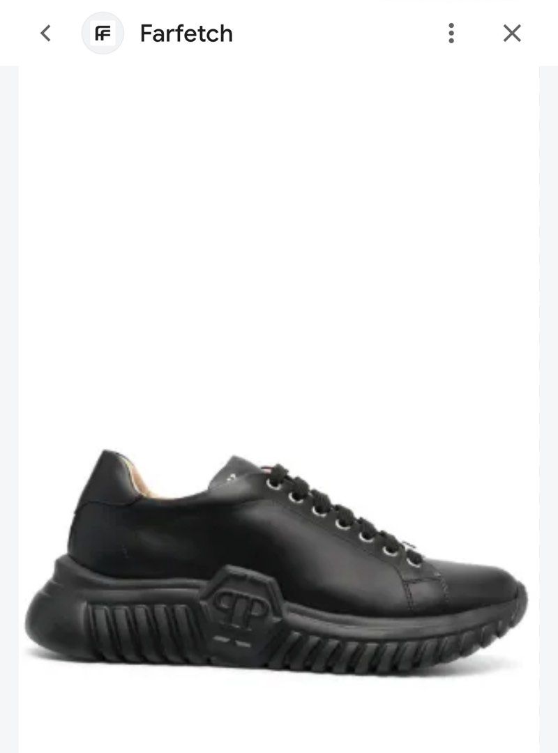 Philipp Plein Lo-Top Supersonic Sneakers (Category: Sneakers & Footwear) located in Quezon City. Submitted by arterg (Listing ID 1458124383, Image 2). Description: Bought this for my daughter but too bad its too big for her... selling low... aug 25 DETAILS • jet black • embossed logo to the side • Silver-tone logo plaque • front lace-up fastening • branded insole • round toe • chunky rubber sole Made in Italy Composition Lining: Calf Leather 100%