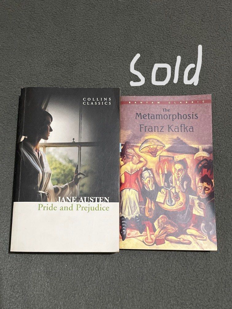 pride and prejudice, metamorphosis (Category: Storybooks) located in Cainta. Submitted by gelluvslilychou (Listing ID 1455060204, Image 1). Description: Decluttering ✨ Pride and prejudice book by Jane Austen is well used Metamorphosis(sold) book by Franz Kafka is good as new 🫶 Dm for more information ✨ .