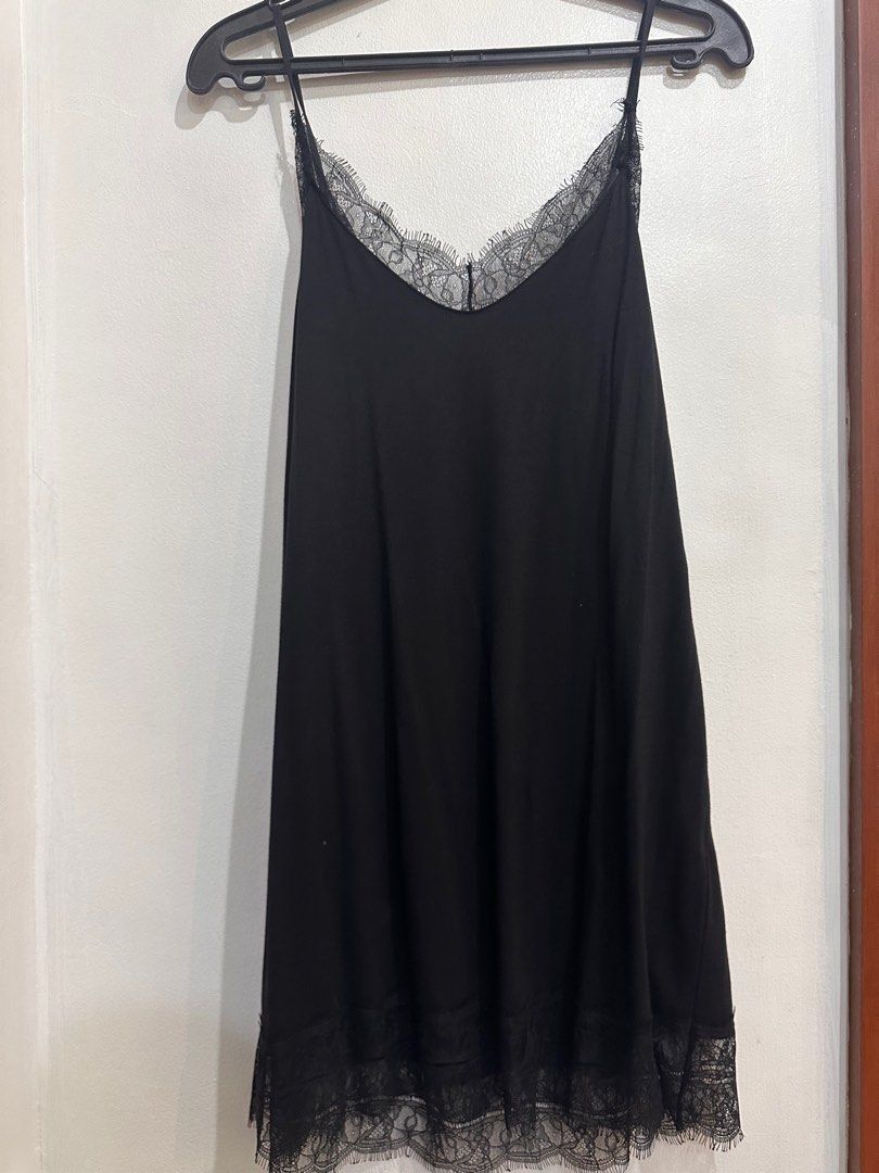 Pull & Bear Black Lace Trim Slip Dress Size S (Category: Dresses) located in Quezon City. Submitted by decluttering_alot (Listing ID 1458112508, Image 2). Description: - Black slip dress from Pull & Bear - Features delicate lace trim on neckline and hem - Adjustable spaghetti straps Size: Small RFS: closet cleanup Brand new and never worn!.