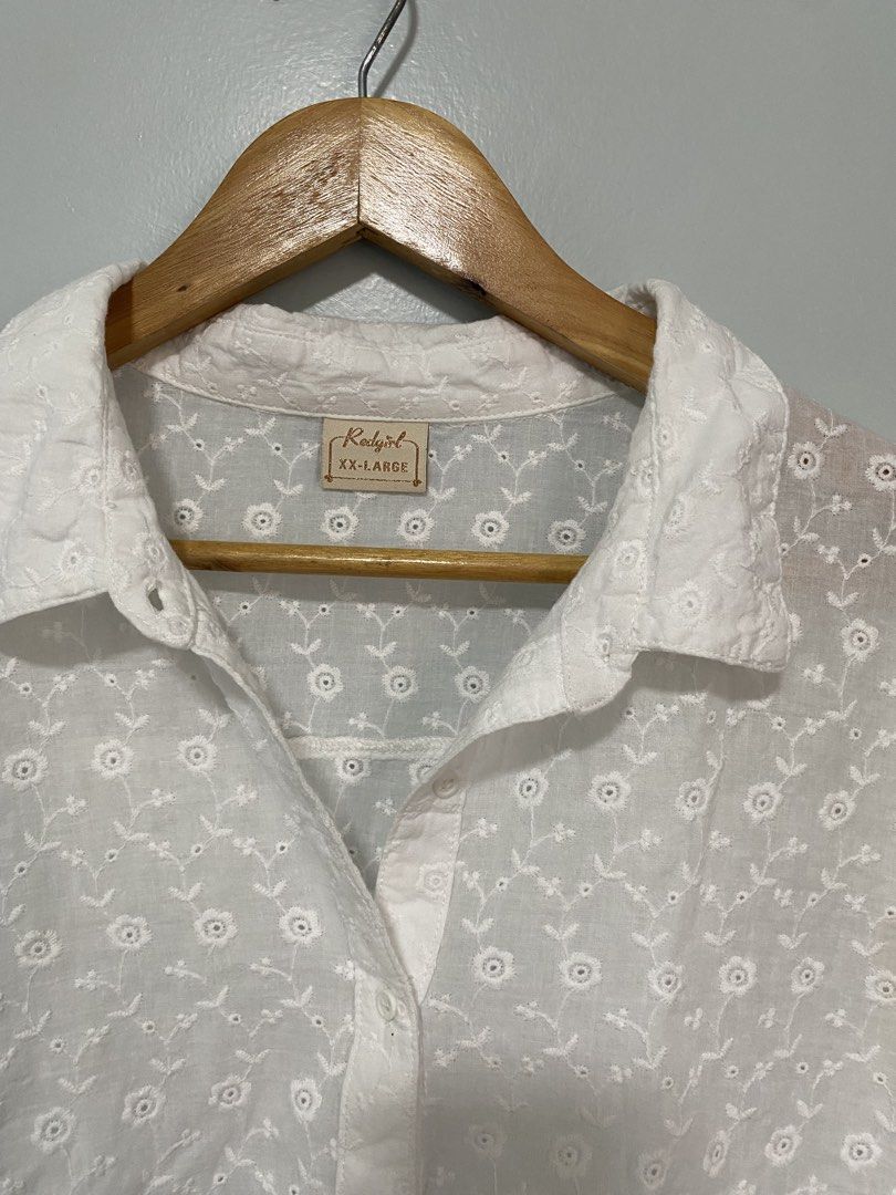 Redgirl eyelet (Category: Blouses) located in Davao. Submitted by sweeetooth10 (Listing ID 1458110726, Image 2). Description: Still in good condition Brand: red girl.
