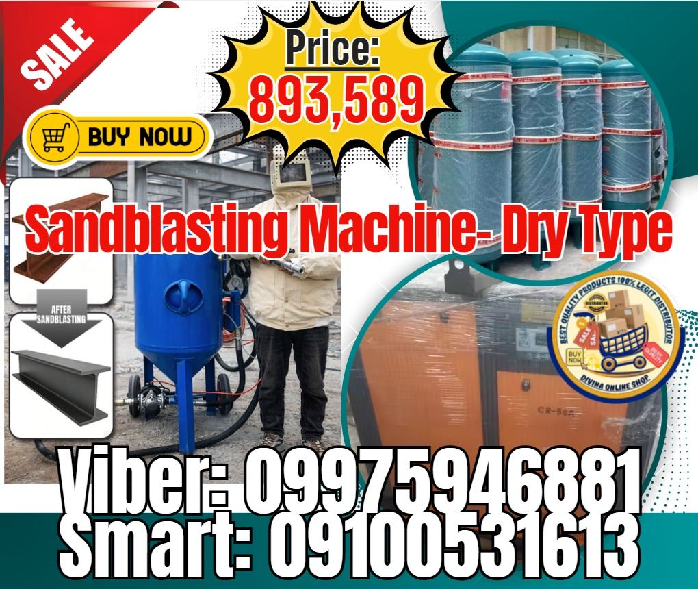 Sandblasting Machine Dry Type Rust Removal Solid Construction Safety Protection (Category: Industrial Equipment) located in Taguig. Submitted by richjoshuagold (Listing ID 1458127452, Image 1). Description: 🌏 We Can Deliver Nationwide 👉 AP Cargo, LBC & Lalamove (🛳️ Sea /✈️ Air Freight) PHP 893,589 / 380V 220V Customized Price A set of accessories : 17m sand pipe*1pc+18m gas pipe 1pc+blasting gun*1pc Air Tank - 0.6 Cubic Meter Air Compressor El