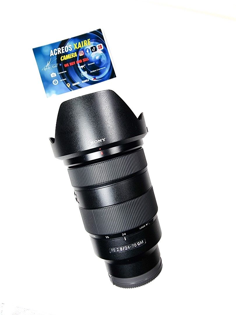 Sony 24-70mm F2.8 GM (Category: Lens & Kits) located in Baguio. Submitted by acreoscamera (Listing ID 1458256949, Image 1). Description: Sony 24-70mm F2.8 GM FE ✨️📸 Price: 59,990.00 Cosmetics: 9/10 (Still good condition and with slight rubber peel sobrang unti lang) Glass: Clean Glass (No dust or fungus) No issues Actual Photo posted📸 No more last priced AF and MF Working ✨️Inclusions: Front and rear cap Lens Hood ⛩️Location: Baguio City Open f