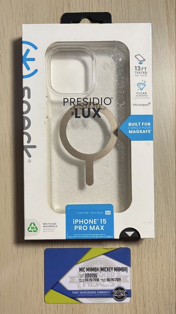 Speck iPhone 15 Pro Max Lux Glitter Case with MagSafe (Category: Cases & Sleeves) located in Taguig. Submitted by micmamba24 (Listing ID 1458287075, Image 1). Description: FOR SALE ONLY: BRAND NEW BELOW SRP ORIGINAL/AUTHENTIC/LEGIT COMES WITH PAPER BAG Speck Presidio Lux Glitter with MagSafe Case for iPhone 15 Pro Max SRP: P1,990 My Price: P1,300 only RFS: Decluttering Meetups: Makati or BGC, Taguig area PM, text or call me for faster transaction