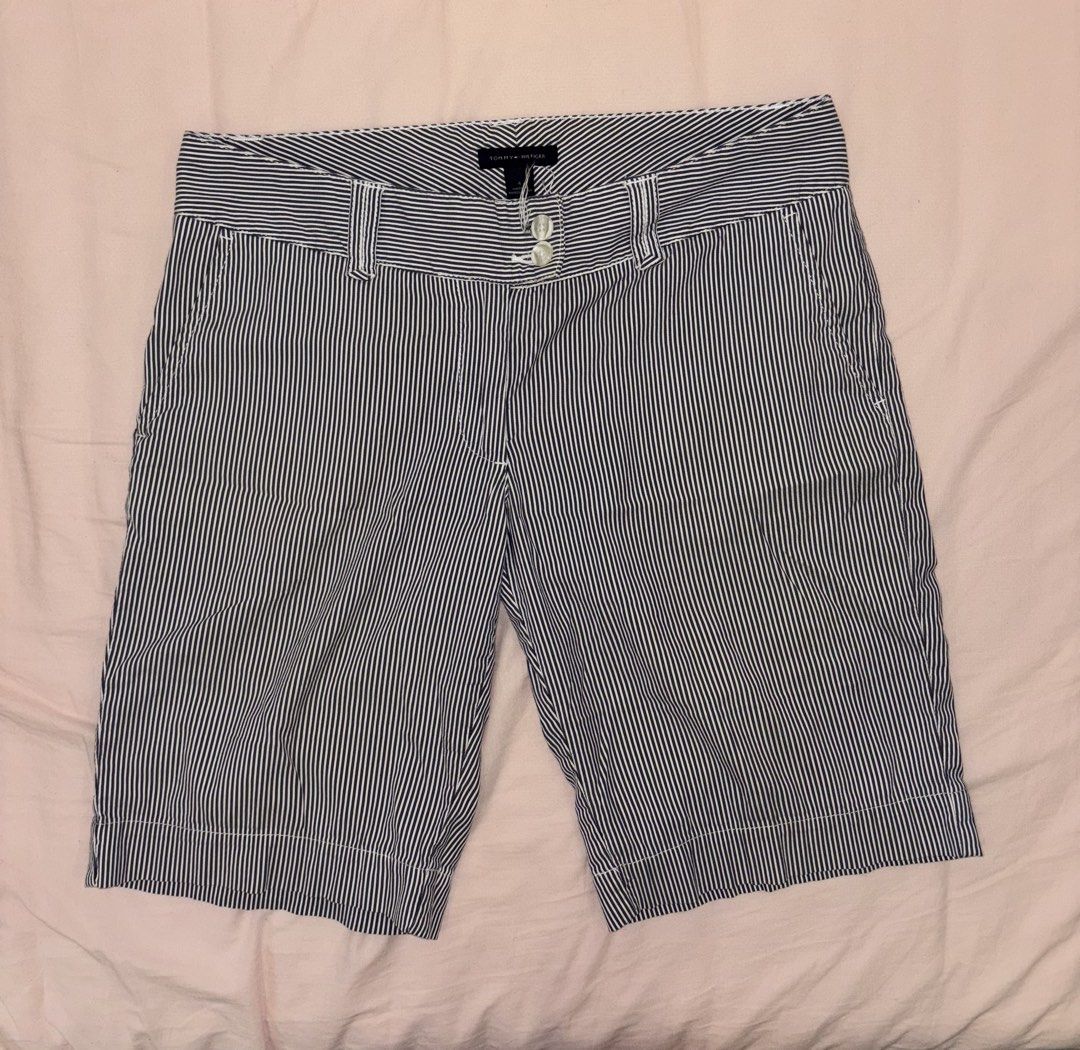 Tommy Hilfiger Blue Pinstripe Capris (Category: Shorts) located in Cavite. Submitted by bbbb444 (Listing ID 1458163339, Image 1). Description: - no when worn photos - thrifted, never worn - missing a button on the back - loose threads in the front, nothing that cant be fixed! .
