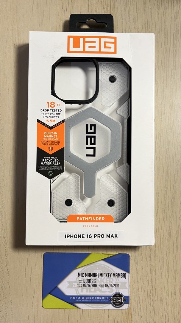 UAG iPhone 16 Pro Max Pathfinder Clear MagSafe Case - Ice/Silver (Category: Cases & Sleeves) located in Taguig. Submitted by micmamba24 (Listing ID 1458177296, Image 1). Description: FOR SALE ONLY (NO TRADES): BRAND NEW ORIGINAL/AUTHENTIC/LEGIT BELOW SRP COMES WITH PAPER BAG UAG Pathfinder Clear MagSafe Case for iPhone 16 Pro Max - Ice/Silver SRP: P2,790 My Price: P2,000 only RFS: Decluttering Meetups: Makati or BGC, Taguig area For delivery, buy