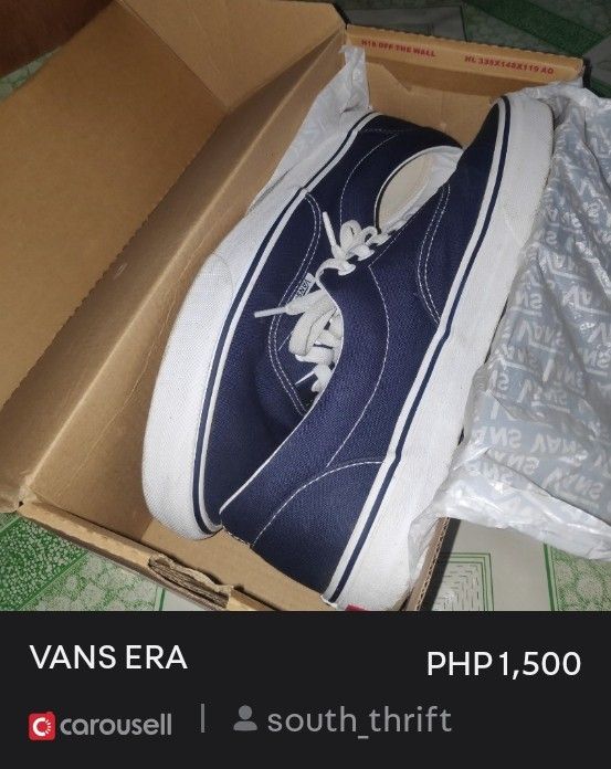 VANS ERA (Category: Sneakers) located in Cebu City. Submitted by south_thrift (Listing ID 1458211869, Image 3). Description: SIZE US 11.