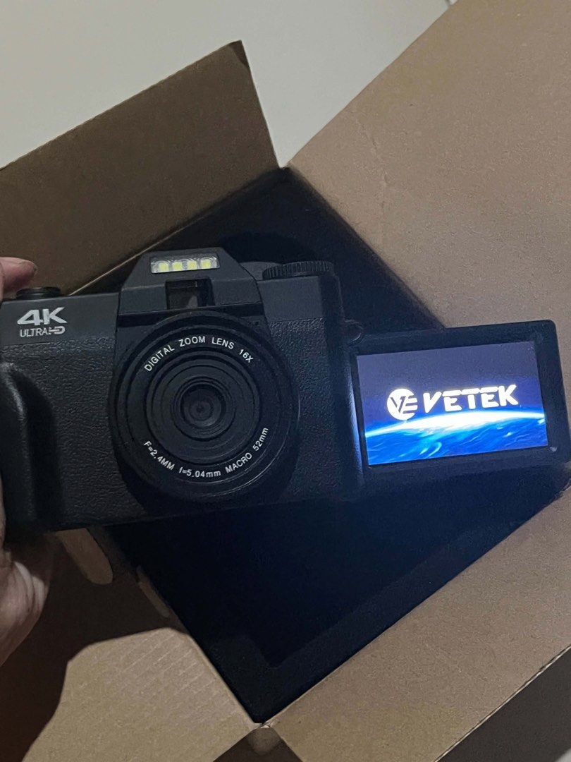 Vetek 3 4K Digital Camera (Category: Cameras) located in Manila. Submitted by cre8tives (Listing ID 1458275776, Image 3). Description: Vetek 3 4K Digital Camera * 4K digital camera * 0.45x Super Wide Angle Lens with Macro * Includes 32GB Micro SD Card * Includes Type-C & Type-B card reader * Comes with original box * USB cable is missing, but the camera uses Type-C, so a standard Type-C cable works Good for casual photography, video, travel, and 