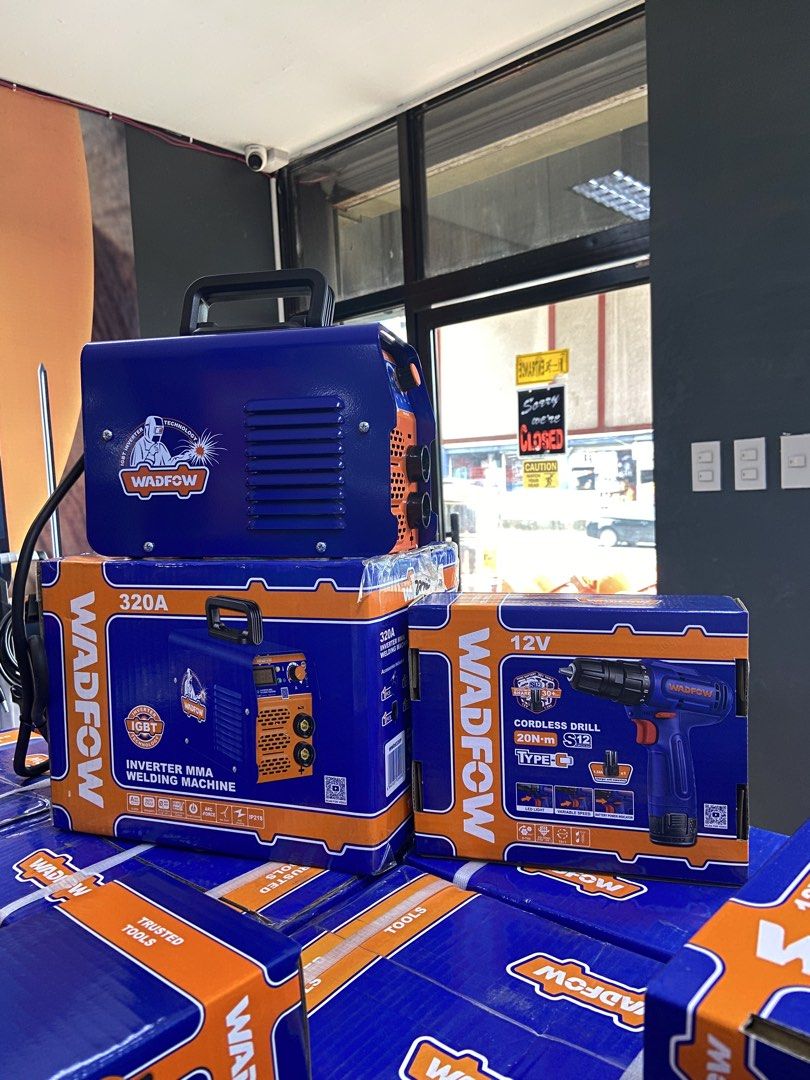 WADFOW WELDING MACHINE AND WADFOW CORDLESS DRILL (Category: Construction Tools & Equipment) located in Manila. Submitted by justineange628 (Listing ID 1458101478, Image 2). Description: 🔥 WADFOW POWER TOOLS COMBO — READY FOR THE JOB! 🔧⚡ Upgrade your toolbox with WADFOW quality tools designed for home repairs, workshops, fabrication, construction, and DIY projects! 💪 ⚡ WADFOW 320A Inverter MMA Welding Machine * 🔹 Model: WWD8320P * 🔹 Welding C