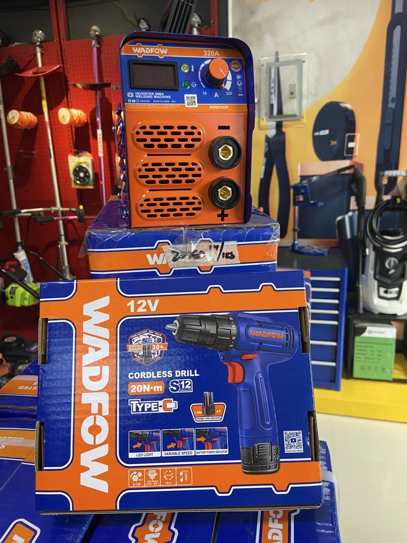 WADFOW WELDING MACHINE AND WADFOW CORDLESS DRILL (Category: Construction Tools & Equipment) located in Manila. Submitted by justineange628 (Listing ID 1458101478, Image 1). Description: 🔥 WADFOW POWER TOOLS COMBO — READY FOR THE JOB! 🔧⚡ Upgrade your toolbox with WADFOW quality tools designed for home repairs, workshops, fabrication, construction, and DIY projects! 💪 ⚡ WADFOW 320A Inverter MMA Welding Machine * 🔹 Model: WWD8320P * 🔹 Welding C