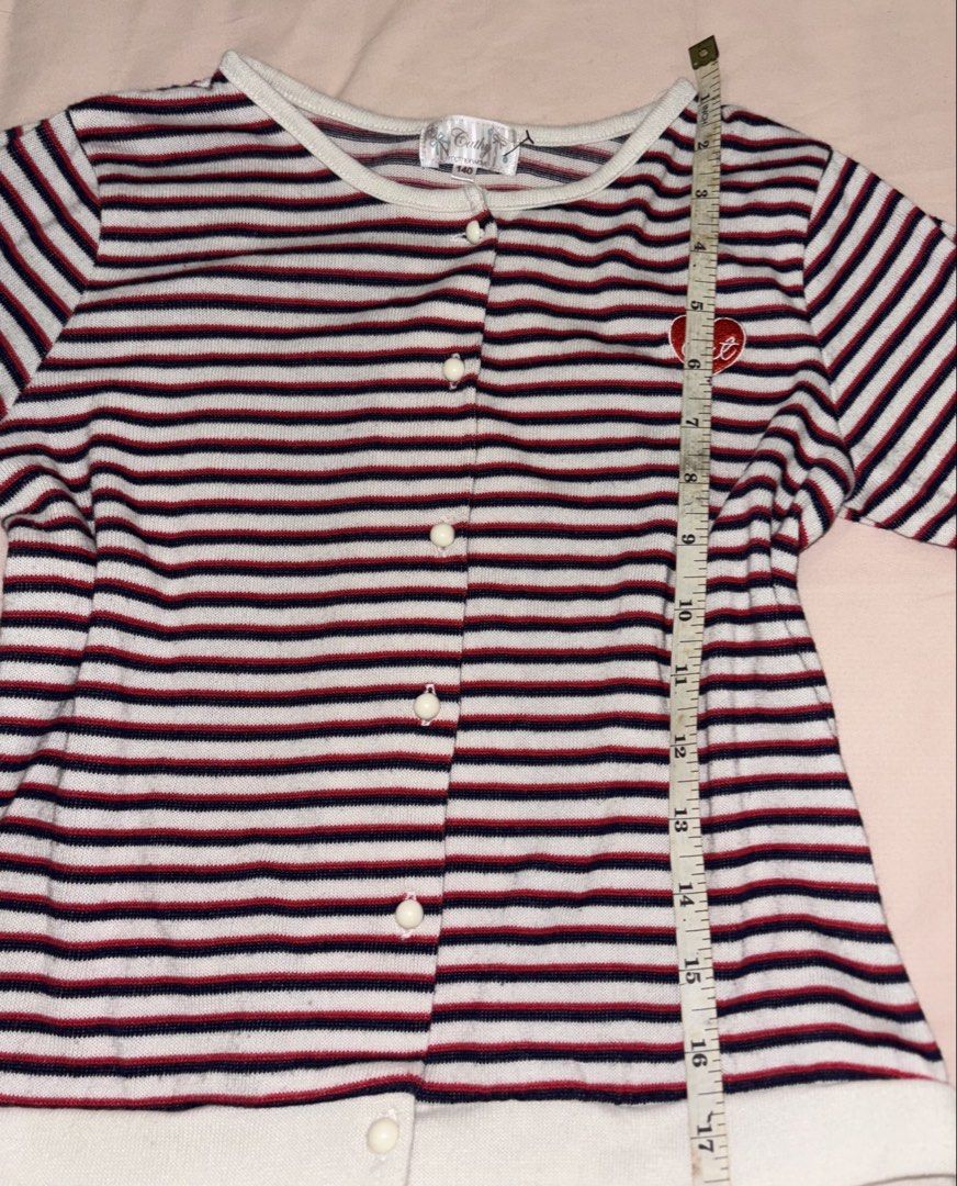 Y2K Striped Cardigan (Category: Longsleeves) located in Cavite. Submitted by bbbb444 (Listing ID 1458170134, Image 3). Description: - fits xs-s - boxy, cropped fit - bought from a pop-up thrift store - no when worn photos!!.