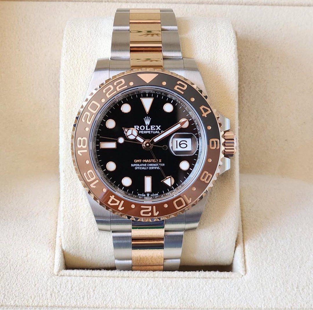 2024 Rolex GMT Rootbeer 126711CHNR (Category: Luxury Watches) located in Pasig City. Submitted by inverted6_ph (Listing ID 1458406996, Image 1). Description: 2024 Rolex GMT Rootbeer 126711CHNR Two tone rose gold 9.5/10 condition Comes complete with inner and outer box, NFC warranty card, booklets and tag Asking 1.210m 📍Viewings can be done on our shop located at the Grove by Rockwell, Pasig 📲IG: Invertedsix DM for further inquiries 👍.