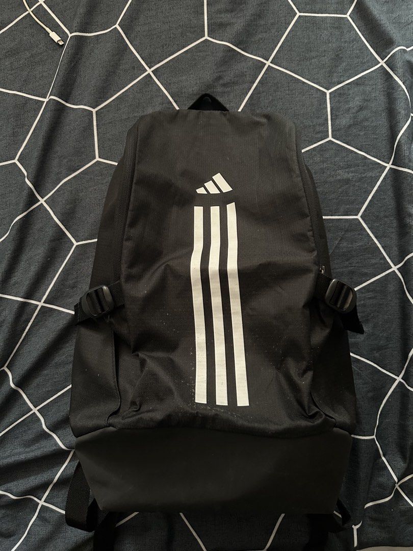 Adidas Backpack Black Three Stripes (Category: Backpacks) located in Manila. Submitted by cloudy.declut (Listing ID 1458389619, Image 1). Description: - Classic black Adidas backpack - Iconic three stripe design - Padded straps for maximum comfort - Ample interior space, perfect for school or gym essentials - All zippers are in good working condition.