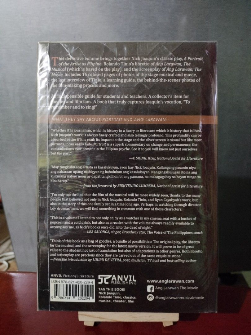 Ang Larawan: From Stage to Screen (Category: Storybooks) located in Paranaque City. Submitted by _libryan (Listing ID 1458438574, Image 2). Description: Includes photos from the stage production and film adaptation. Paperback in good condition, with foxing and minor shelf wear. Payment first via GCash. Delivery via Grab, Lalamove, GGX, or LBC COP. SF will be shouldered by the buyer. . . . Preloved Booksale Filipiniana Nick Joaquin Rolando Tinio P