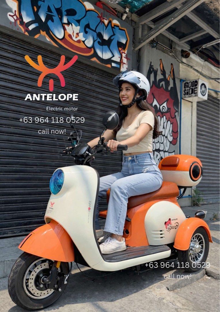 Antelope Electric Motor Scooter - 3 Wheel (Category: Skates, Rollerblades & Scooters) located in Quezon City. Submitted by jonathanquiambao12345 (Listing ID 1458458382, Image 3). Description: - Effortlessly cruise around town with this cool 3-wheel electric scooter. - Super easy to ride and handle, perfect for everyday use. - Features a convenient storage box at the back for your essentials. - Available in a range of attractive colors to suit you