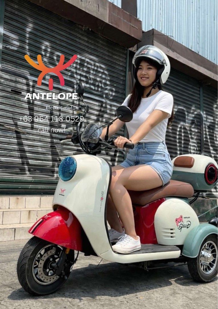 Antelope Electric Motor Scooter - 3 Wheel (Category: Skates, Rollerblades & Scooters) located in Quezon City. Submitted by jonathanquiambao12345 (Listing ID 1458458382, Image 2). Description: - Effortlessly cruise around town with this cool 3-wheel electric scooter. - Super easy to ride and handle, perfect for everyday use. - Features a convenient storage box at the back for your essentials. - Available in a range of attractive colors to suit you