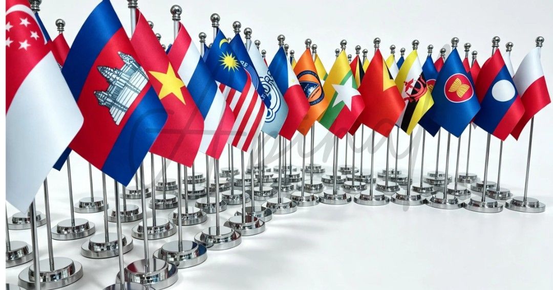 ASEAN Countries Table Flags Set (Category: Tables & Sets) located in Valenzuela. Submitted by pure.sofiaskitchenessenti (Listing ID 1458359376, Image 1). Description: - Set of table flags featuring ASEAN and other nations. - Ideal for display, events, or educational purposes. - Each flag is mounted on a silver stand. - Includes flags from Singapore, Cambodia, Vietnam, Malaysia, Philippines, Myanmar, Laos, Indonesia, and more. - Great for collecto