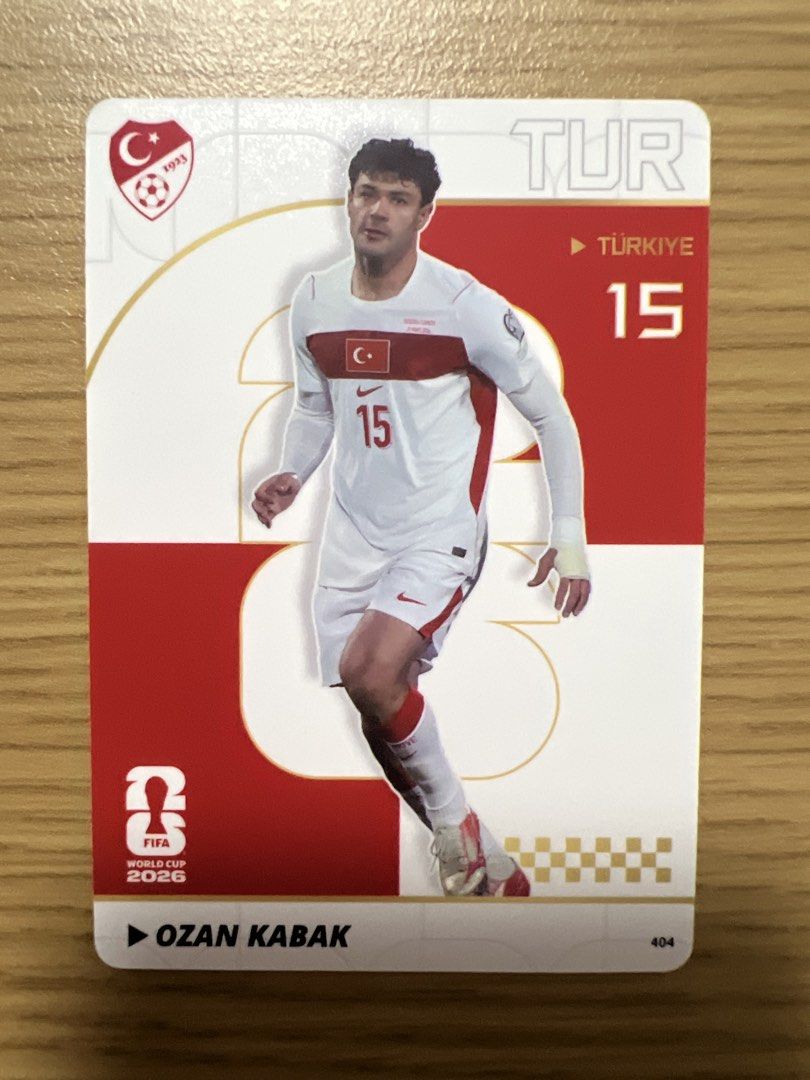 Assorted characters (Category: Raw Cards) located in Singapore. Submitted by wah_zai1990 (Listing ID 1458432521, Image 4). Description: Selling a set of Turkey national football team cards. Features players Uğurcan Çakır, Abdülkerim Bardakcı, Zeki Çelik, Ozan Kabak, and İsmail Yüksek. These are FIFA World Cup 2026 collectible cards. Great for any football fan or collector. Get your favorite players now!.