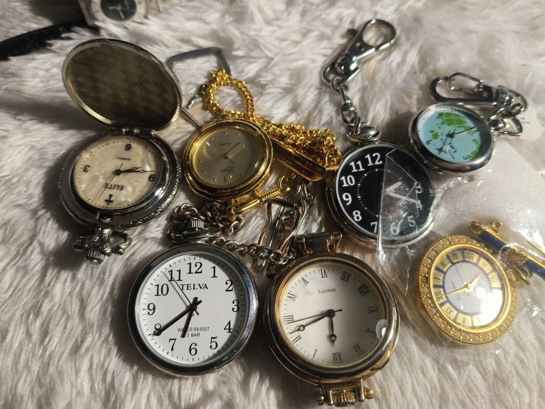 Assorted Pocket Watches with Chains (Category: Women's Watches) located in Taguig. Submitted by mercyeugen28914 (Listing ID 1458390605, Image 2). Description: Preloved Japan Pocket Watches 2necklace Watch 2k Lamuie 1k telva pm po .