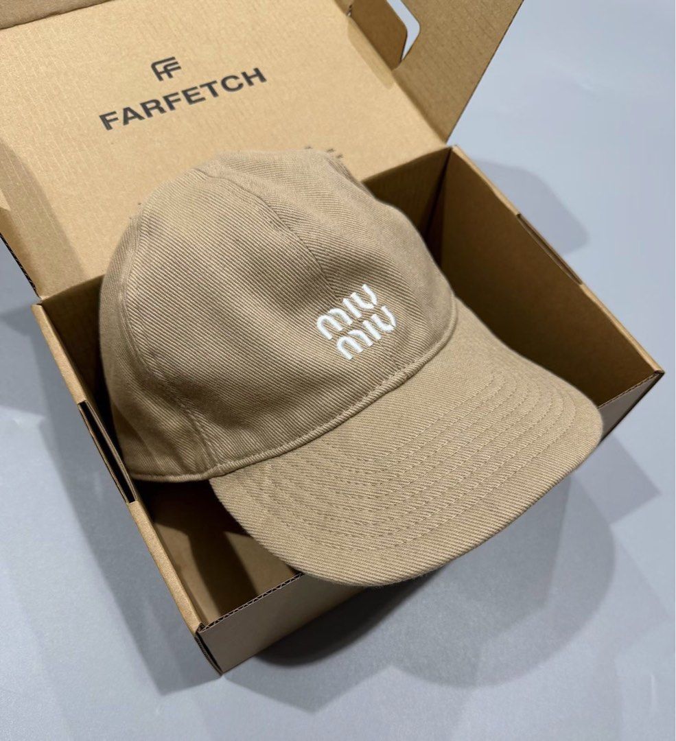 Authentic Miu Miu Baseball Cap (Category: Luxury Accessories) located in Manila. Submitted by designerarchives.ph (Listing ID 1458425109, Image 1). Description: ACTUAL PHOTOS POSTED. Farfetch box will be included. Only 1 slot available • 10 - 15 days eta • 50% dp is required. • No refund, return, or exchange. • Buyer will shoulder the sf. Shipping: NCR - lalamove/grab Provincial - LBC .