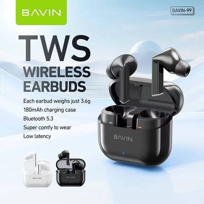 Bavin TWS Wireless Earbuds Bluetooth 5.3 Low Latency (Category: Earphones) located in Manila. Submitted by iliasjen3082126 (Listing ID 1458381712, Image 1). Description: - Super comfy Bavin TWS wireless earbuds - Bluetooth 5.3 for high performance and low latency (great for gaming!) - Up to 5 hours music playtime - Additional 15 hours playtime with 180mAh charging case - Fast charging via Type-C port - Top-quality mic for clear calls - Available 