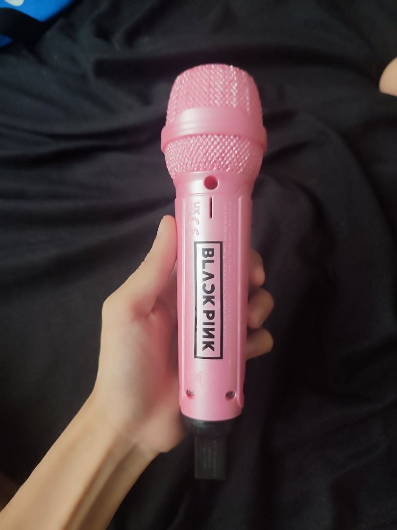 BlackPink Glam Jam Karaoke Microphone (Category: Microphones) located in Bulacan. Submitted by ice.toyshop.ph (Listing ID 1458324018, Image 2). Description: - Pink microphone with official BLACKPINK branding - Features buttons and a volume slider - Made of plastic, perfect for fans - Ideal for singing along to your favorite K-pop hits or as a fun prop.