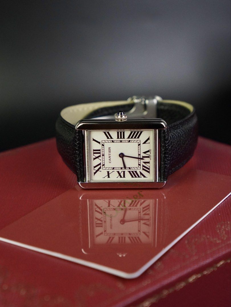 Cartier Tank Solo Large (Category: Luxury Watches) located in San Juan City. Submitted by authoritytimepieces (Listing ID 1458360197, Image 2). Description: Cartier Tank Solo Large Reference W5200003 Year 2019 168,000 Comes with box, card and authentication paper Cartier classic dial Discontinued model Swiss quartz movement Calfskin leather strap 35 x 27 MM 9.5 / 10 condition Trades are welcome. Credit card payments accepted Authenticity assured.